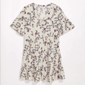 Floral and Spotted Polka Dot Tiered Ruffle Dress